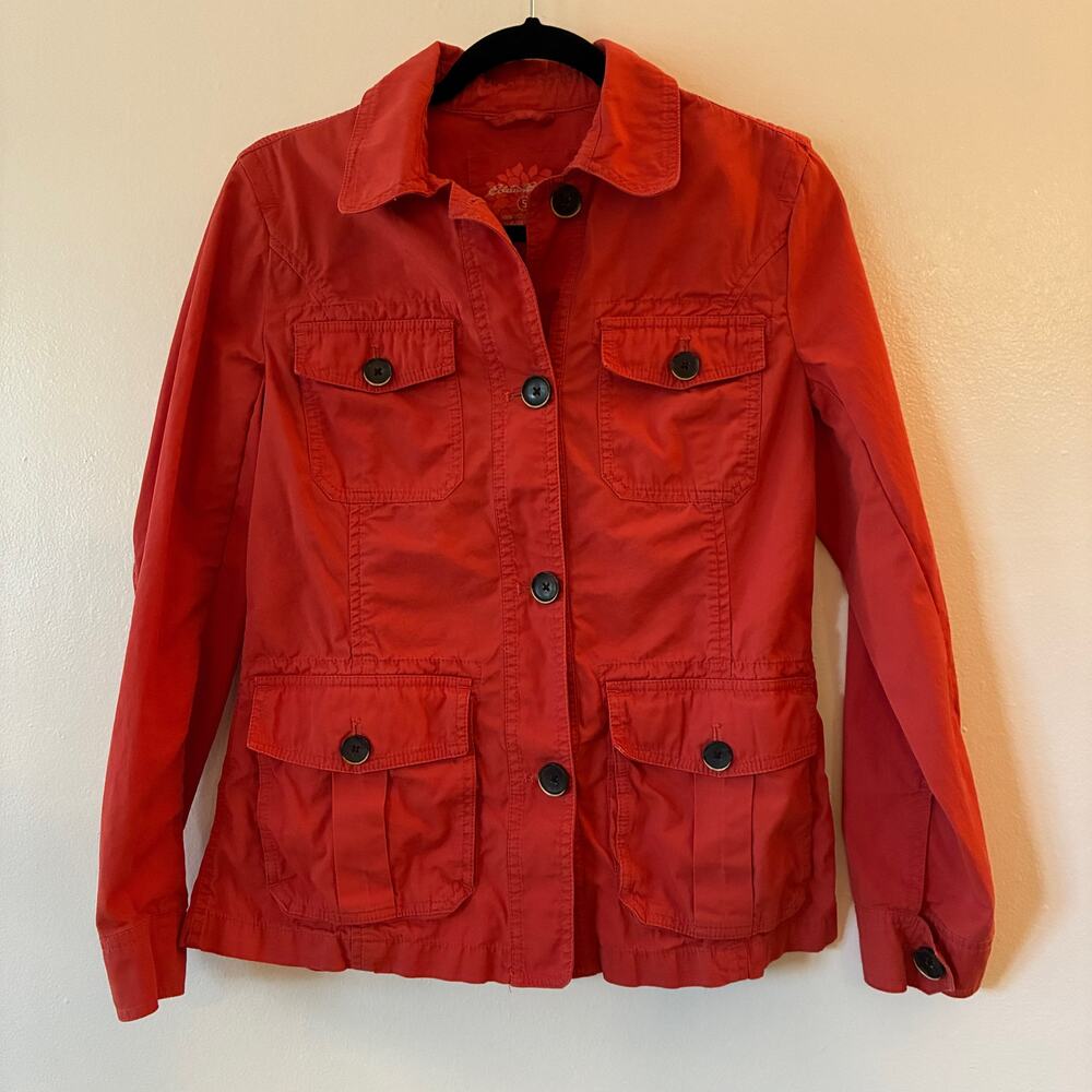 Eddie Bauer Women's Utility Jacket Small Paprika Orange Cotton Casual Stylish